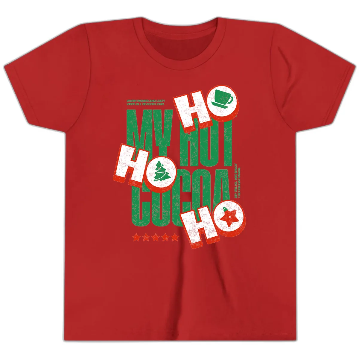 My Hot Cocoa Ho Ho Ho Youth T-Shirt in Red