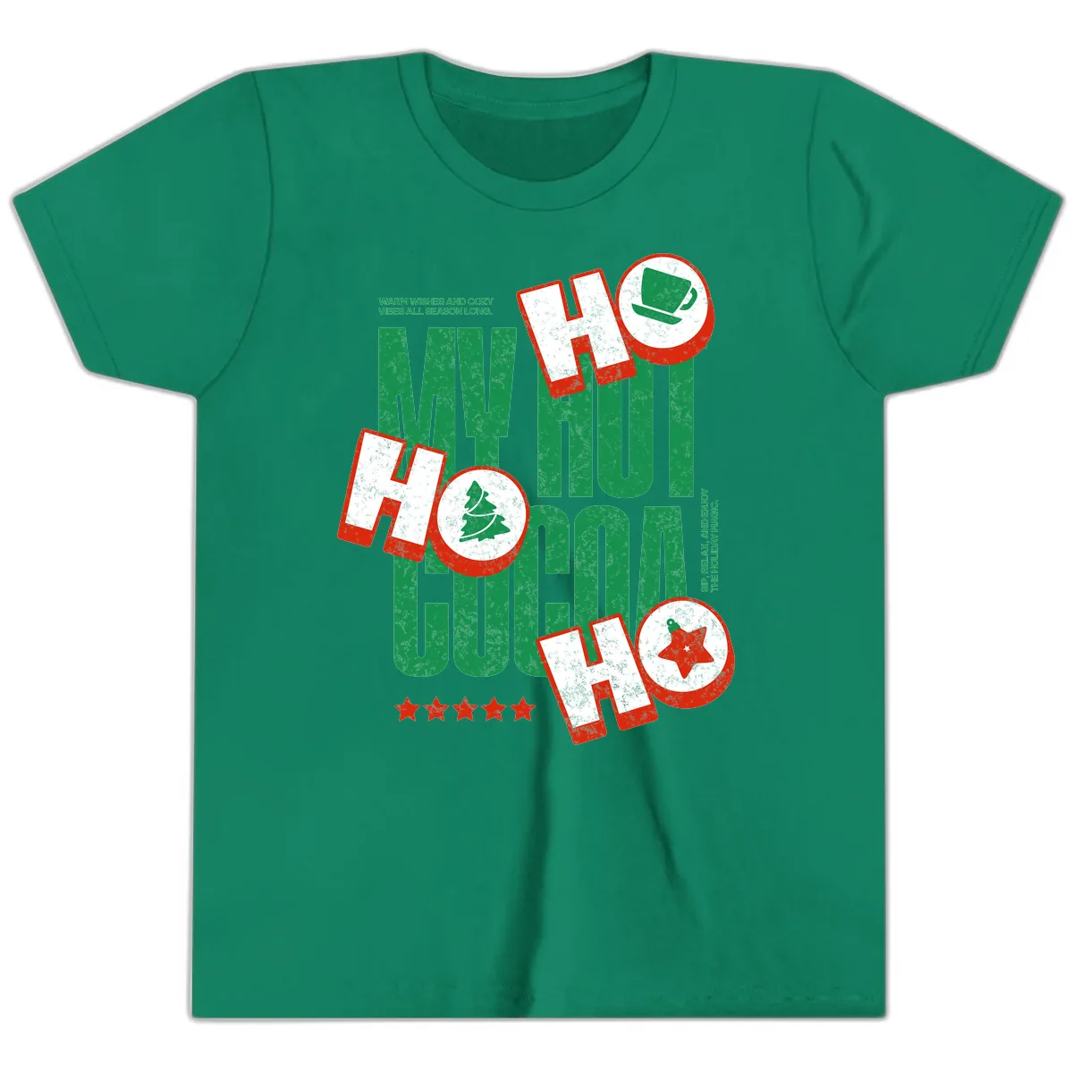 My Hot Cocoa Ho Ho Ho Youth T-Shirt in Kelly