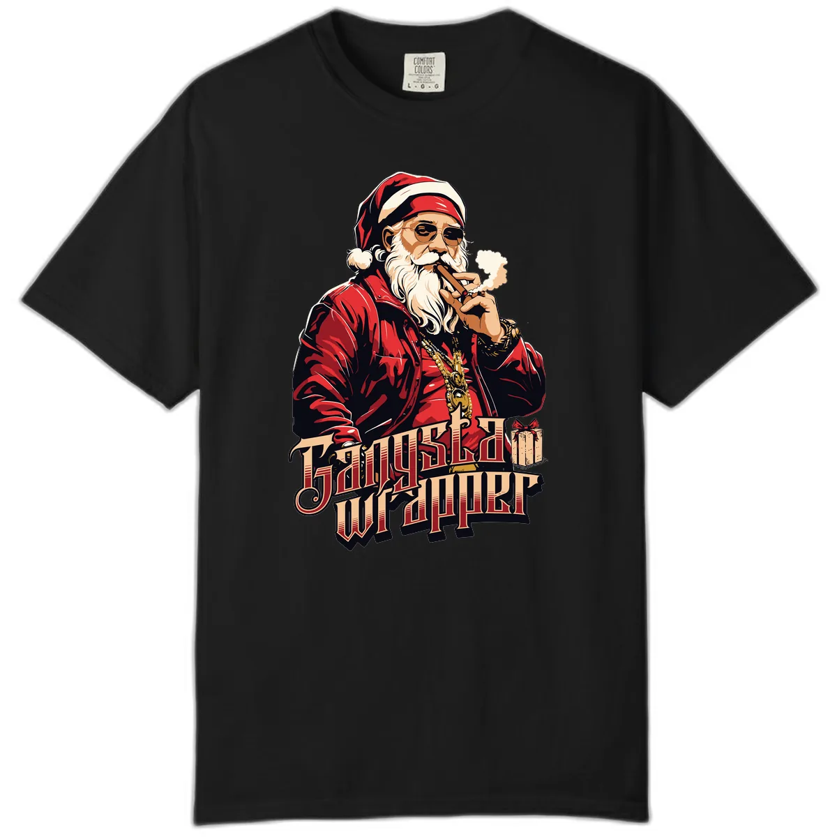 Gangsta Wrapper Christmas Design Comfort Color in Black