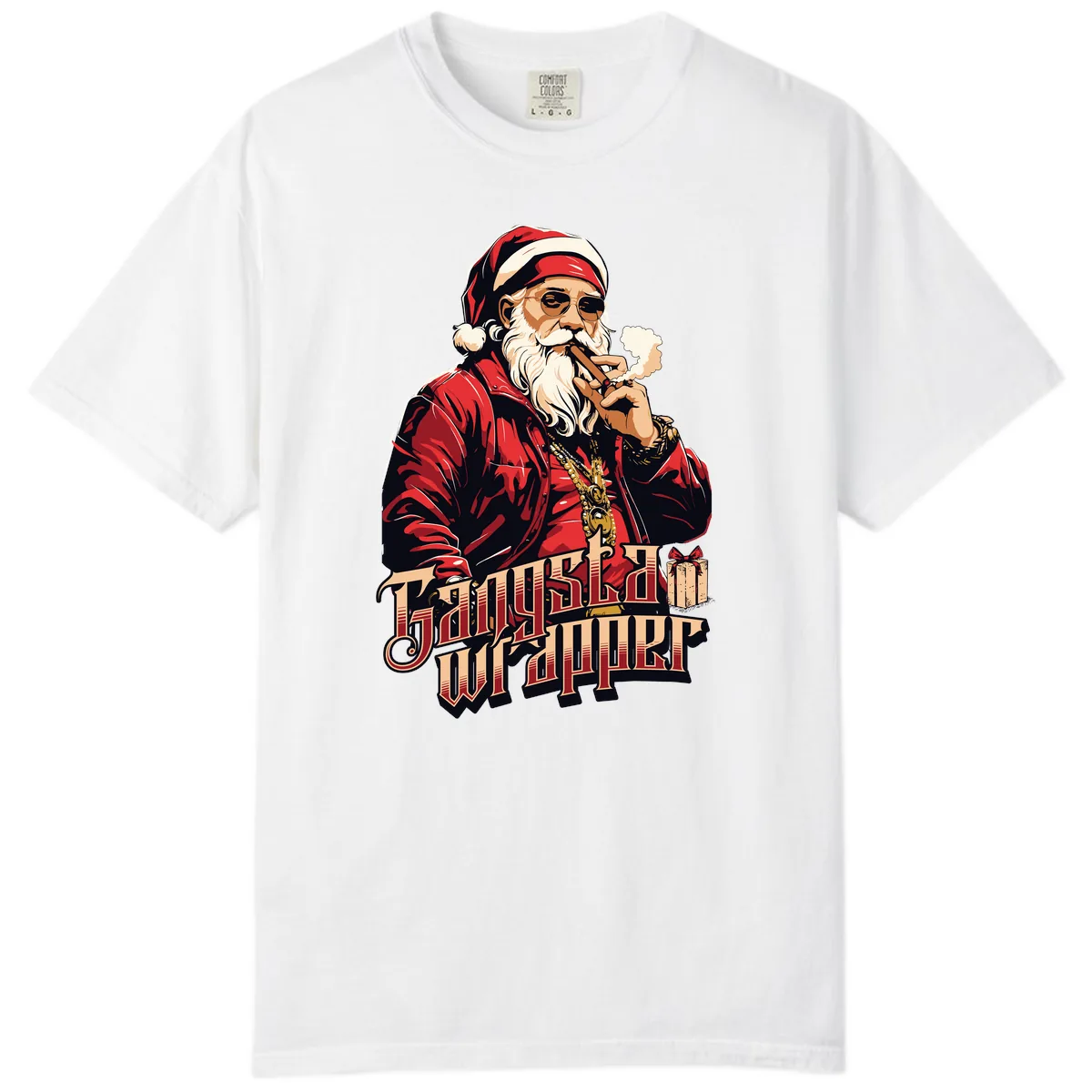 Gangsta Wrapper Christmas Design Comfort Color in White