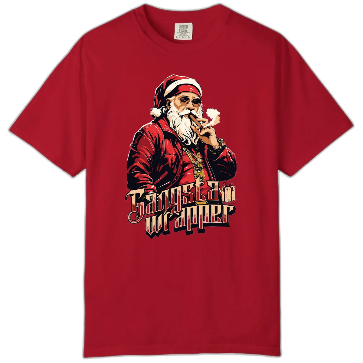 Gangsta Wrapper Christmas Design Comfort Color in Red