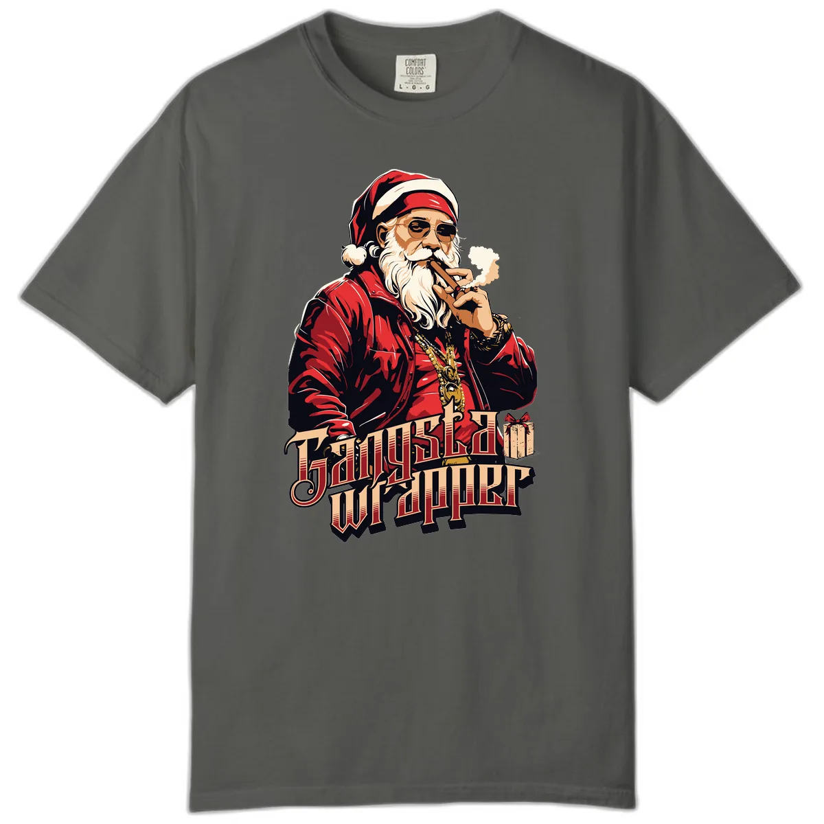 Gangsta Wrapper Christmas Design Comfort Color in Pepper