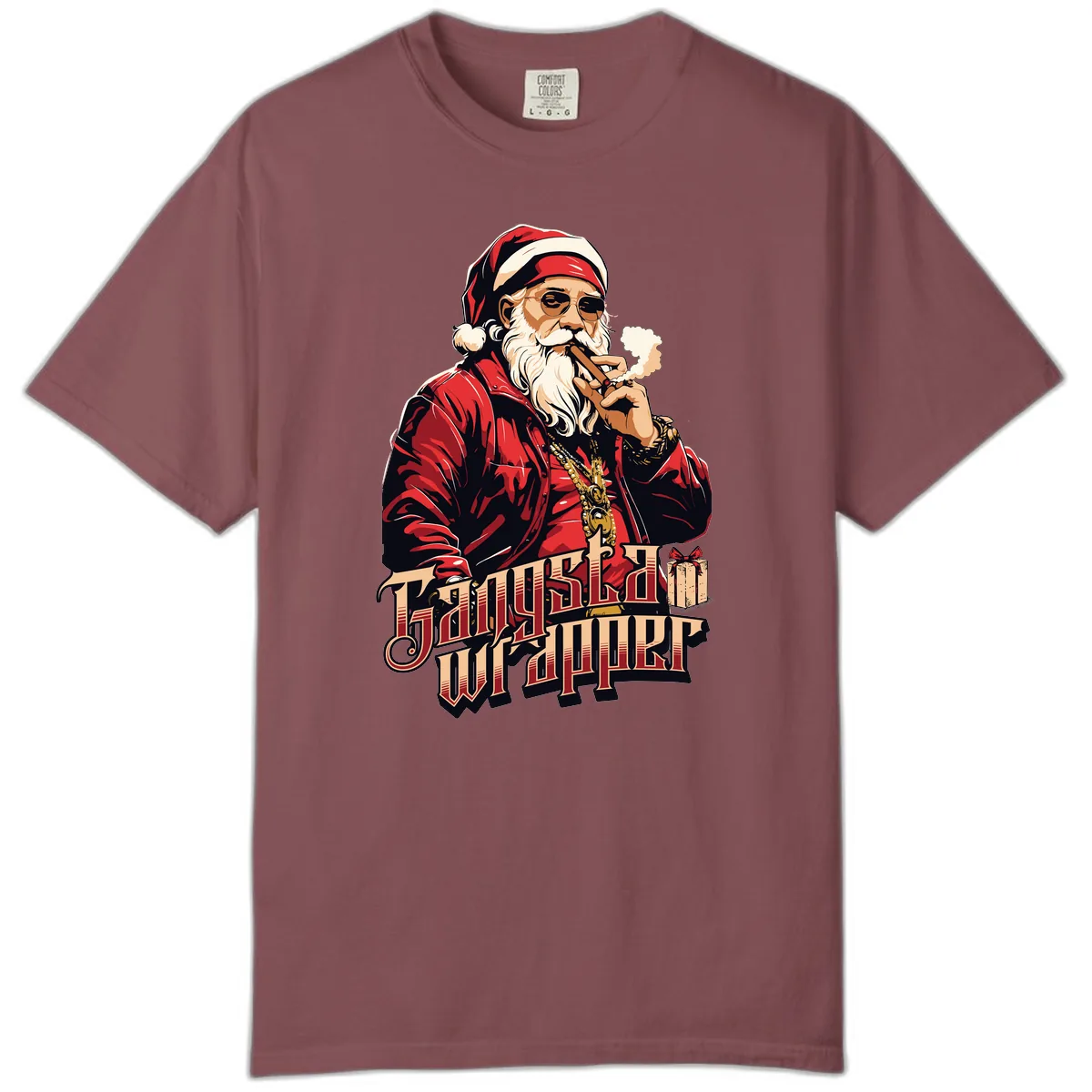 Gangsta Wrapper Christmas Design Comfort Color in Brick
