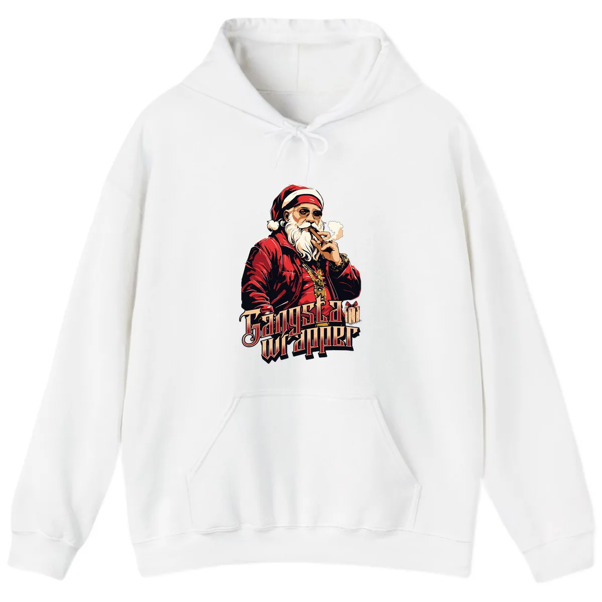 Gangsta Wrapper Christmas Design Hoodie in White