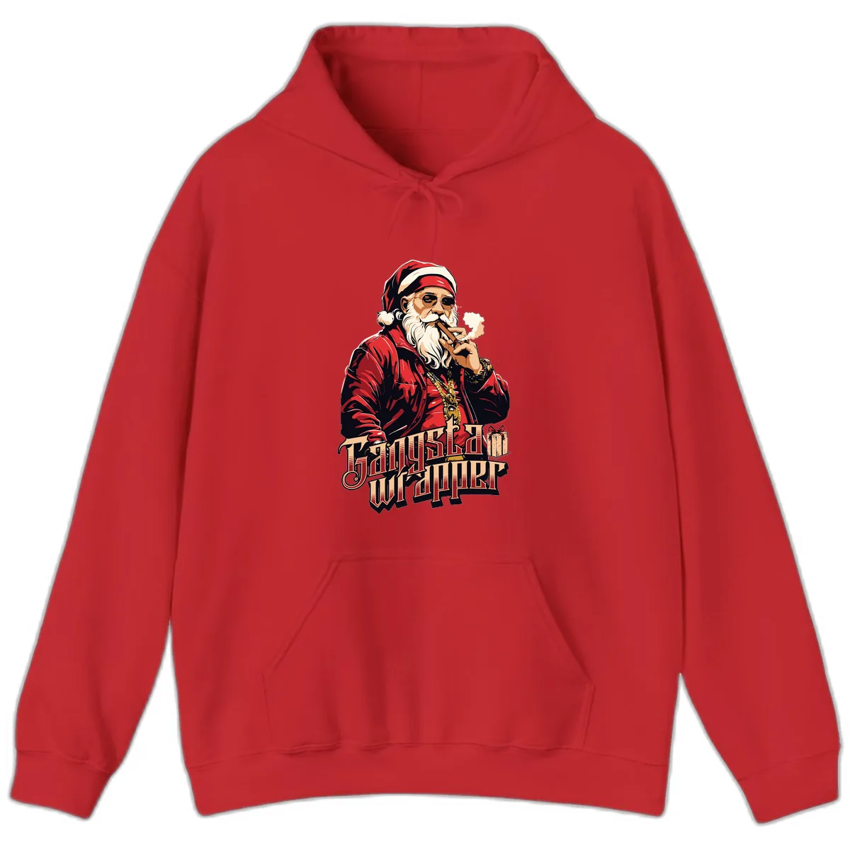 Gangsta Wrapper Christmas Design Hoodie in Red