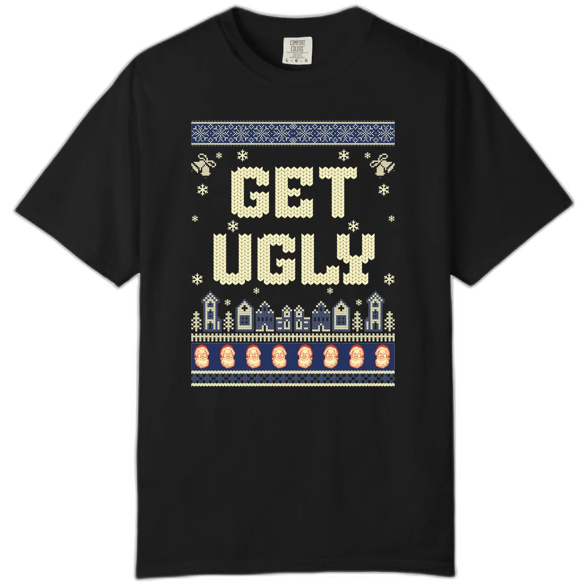 Get Ugly Christmas Sweater Design Comfort Color in Black
