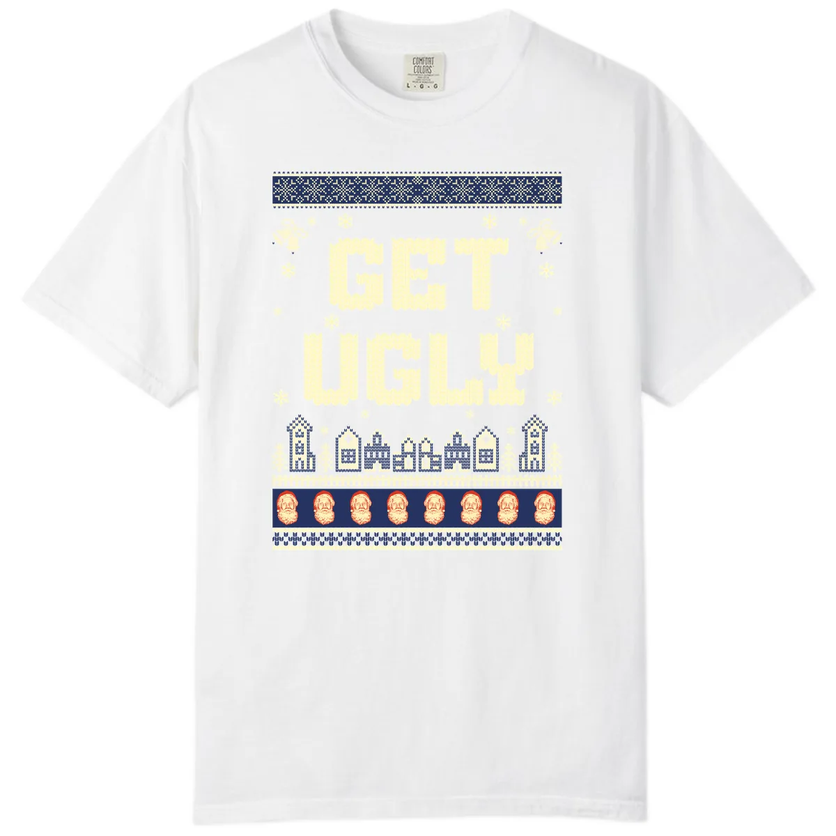 Get Ugly Christmas Sweater Design Comfort Color in White