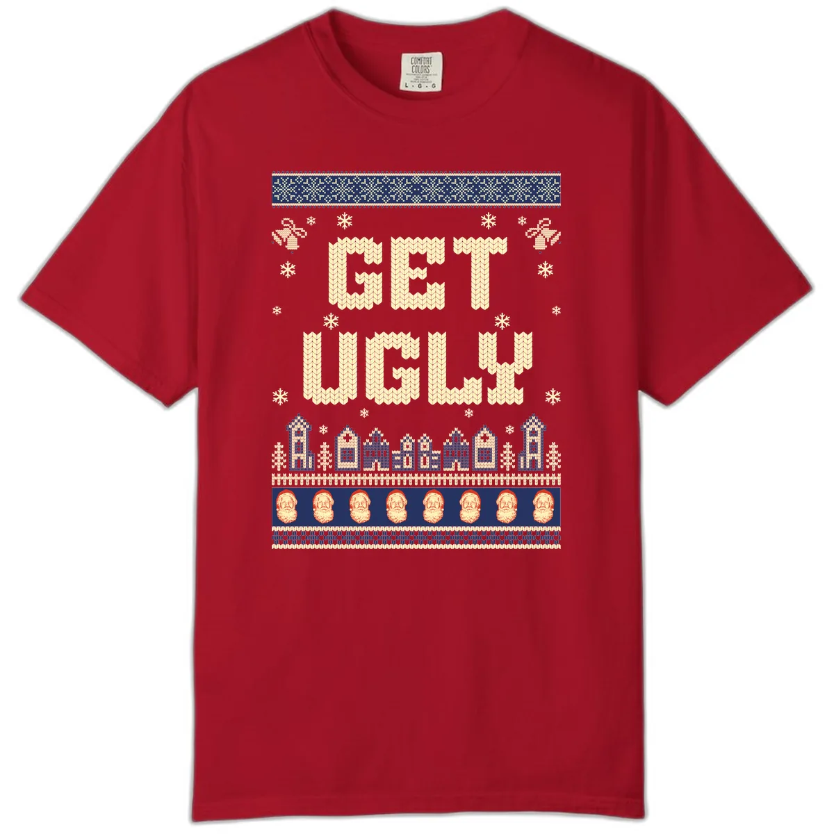 Get Ugly Christmas Sweater Design Comfort Color in Red
