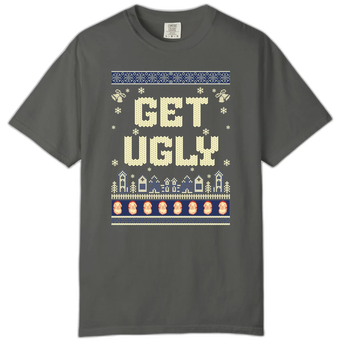 Get Ugly Christmas Sweater Design Comfort Color in Pepper