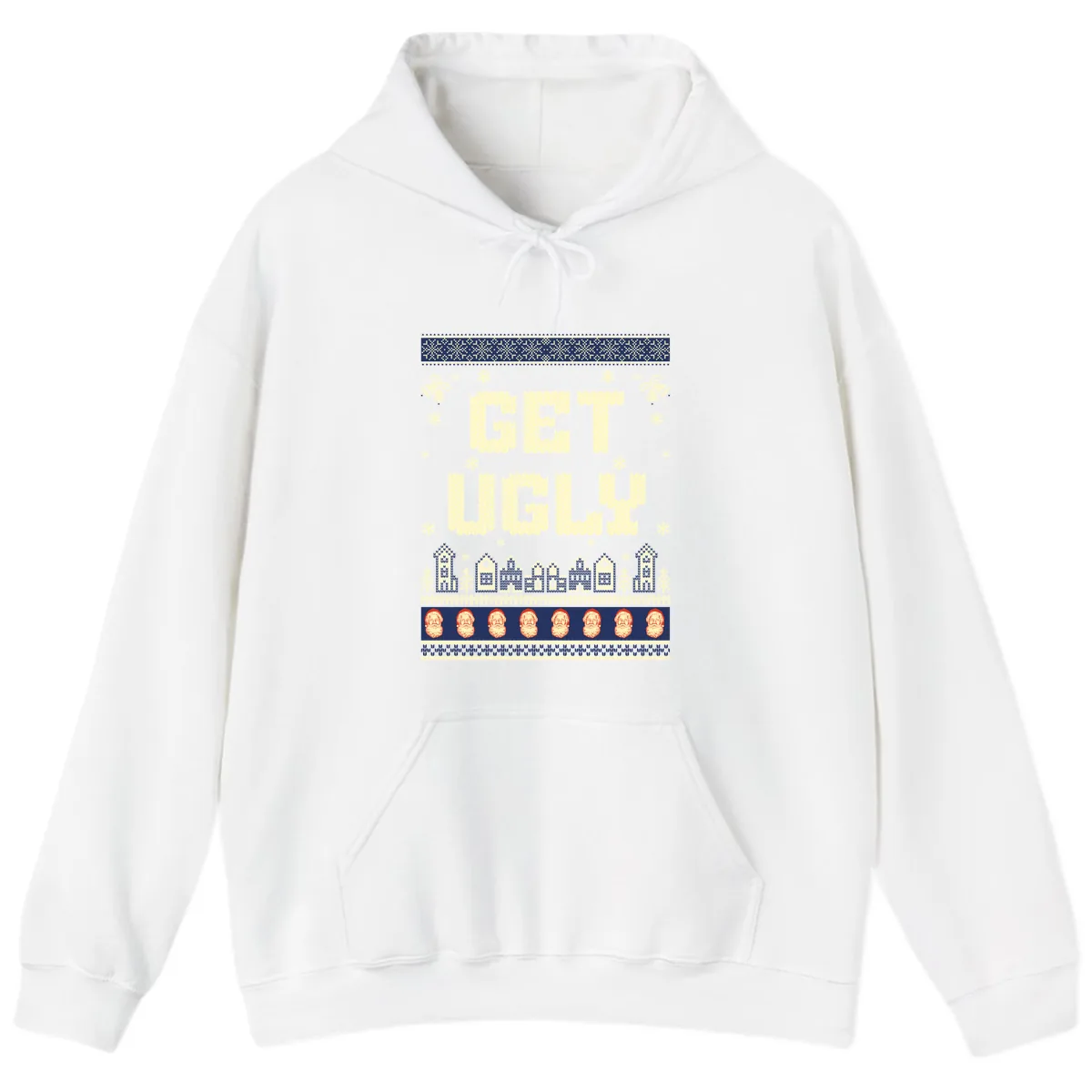 Get Ugly Christmas Sweater Design Hoodie in White