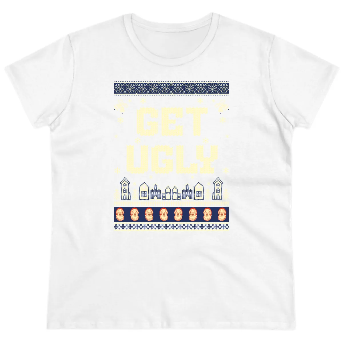 Get Ugly Christmas Sweater Design Ladies Tee in White