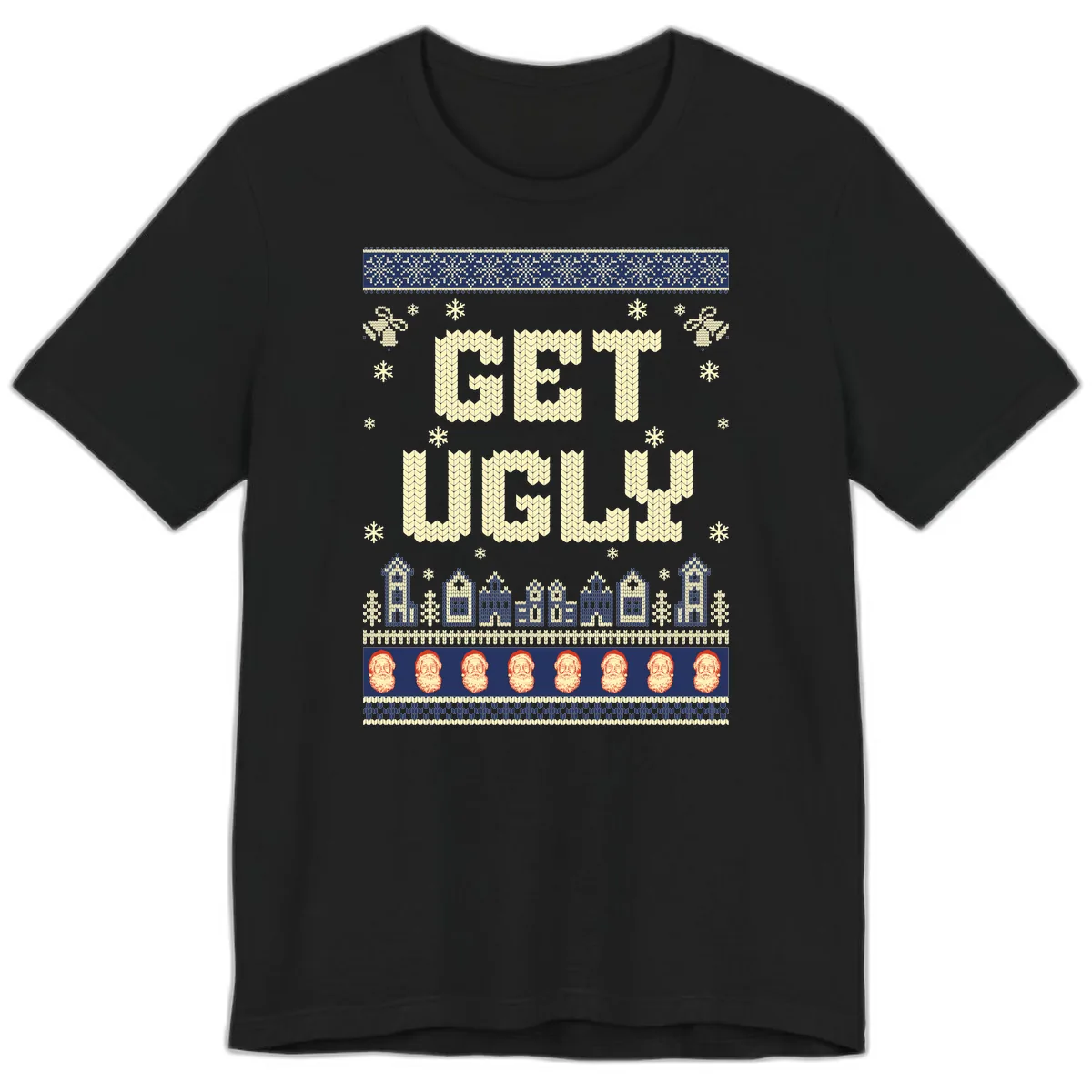 Get Ugly Christmas Sweater Design Premium T-Shirt in Black