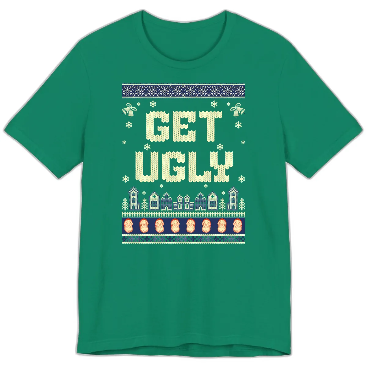 Get Ugly Christmas Sweater Design Premium T-Shirt in Kelly