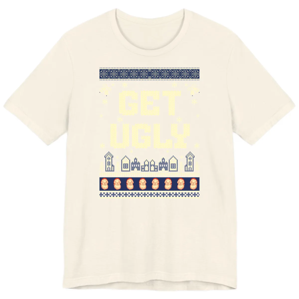 Get Ugly Christmas Sweater Design Premium T-Shirt in Natural