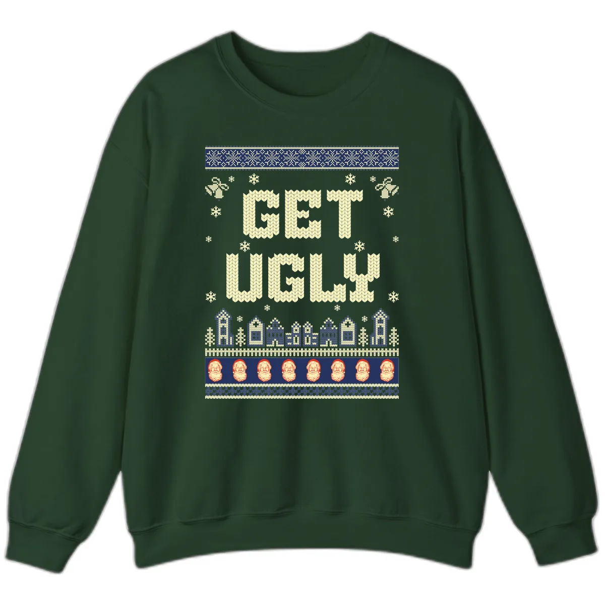 Get Ugly Christmas Sweater Design Sweatshirt in Forest Green