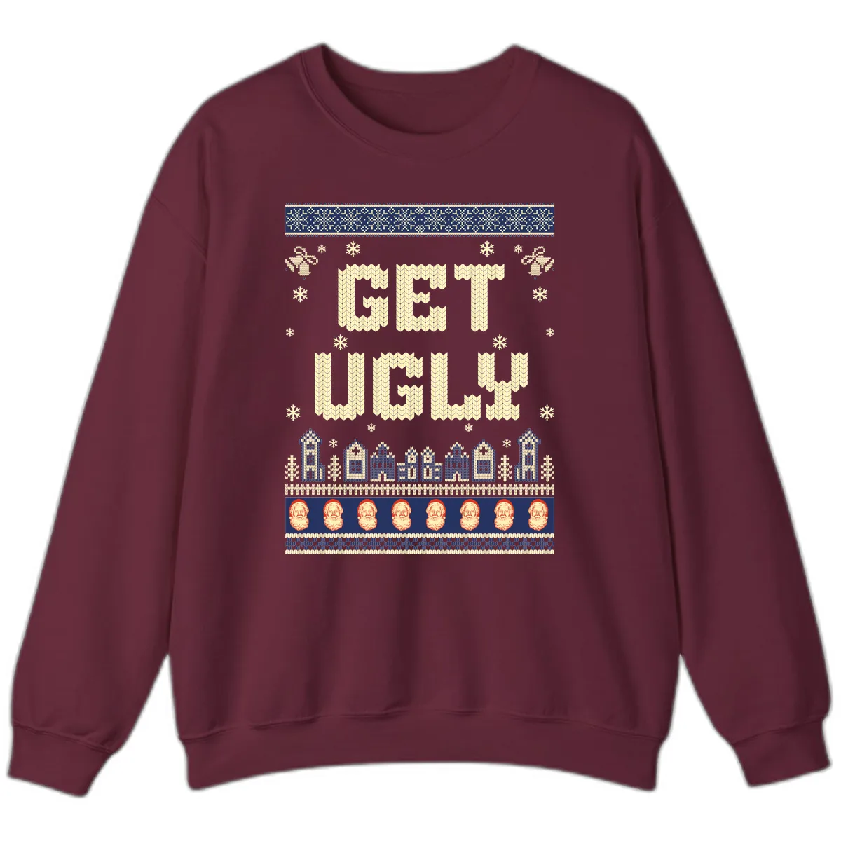 Get Ugly Christmas Sweater Design Sweatshirt in Maroon