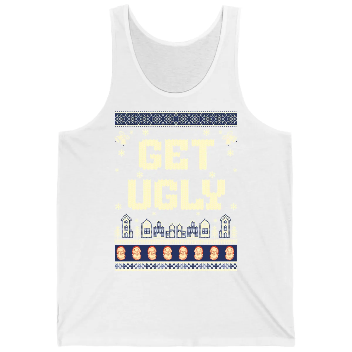 Get Ugly Christmas Sweater Design Tank in White