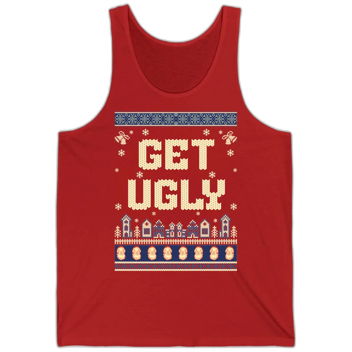 Get Ugly Christmas Sweater Design Tank in Red