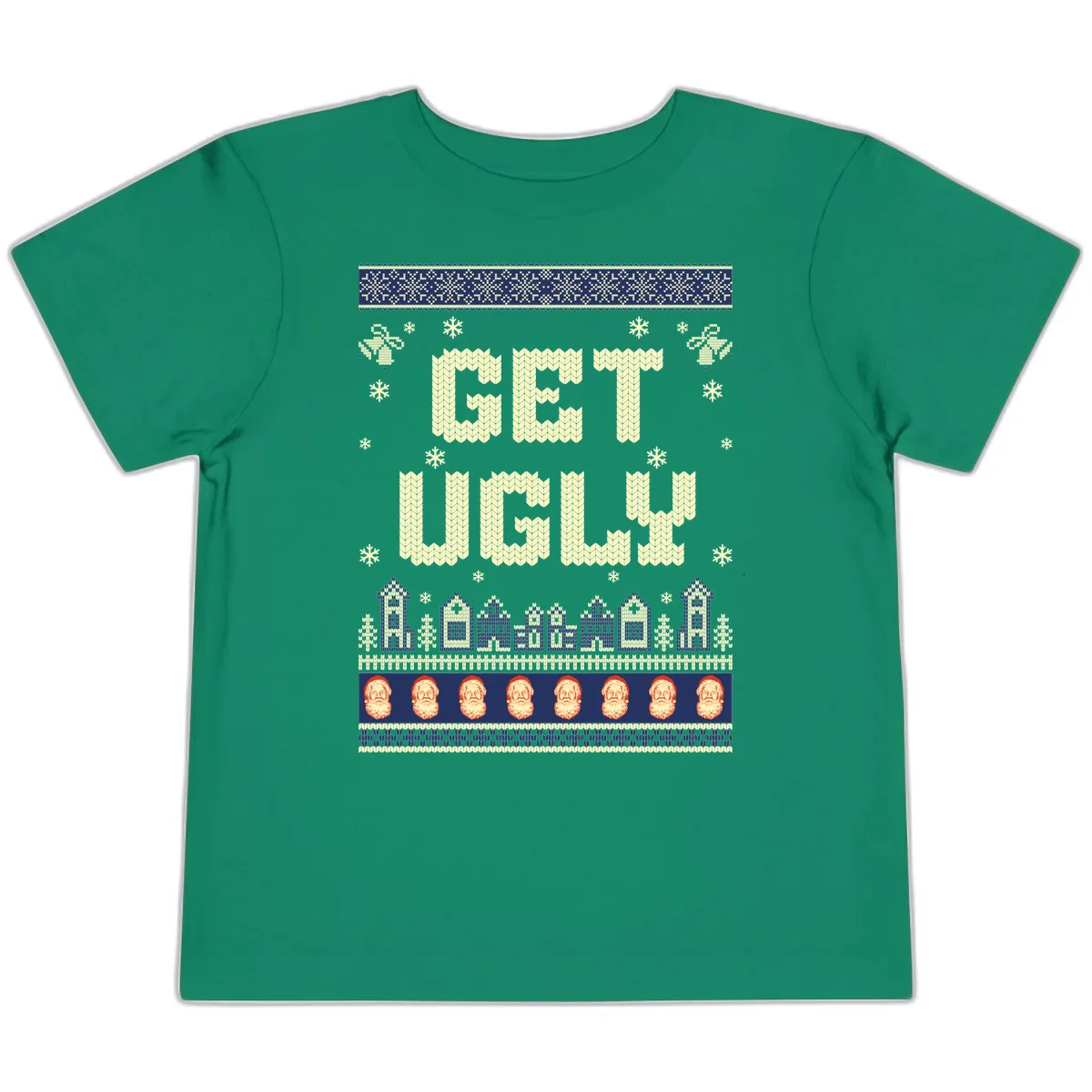 Get Ugly Christmas Sweater Design Toddler T-Shirt in Kelly