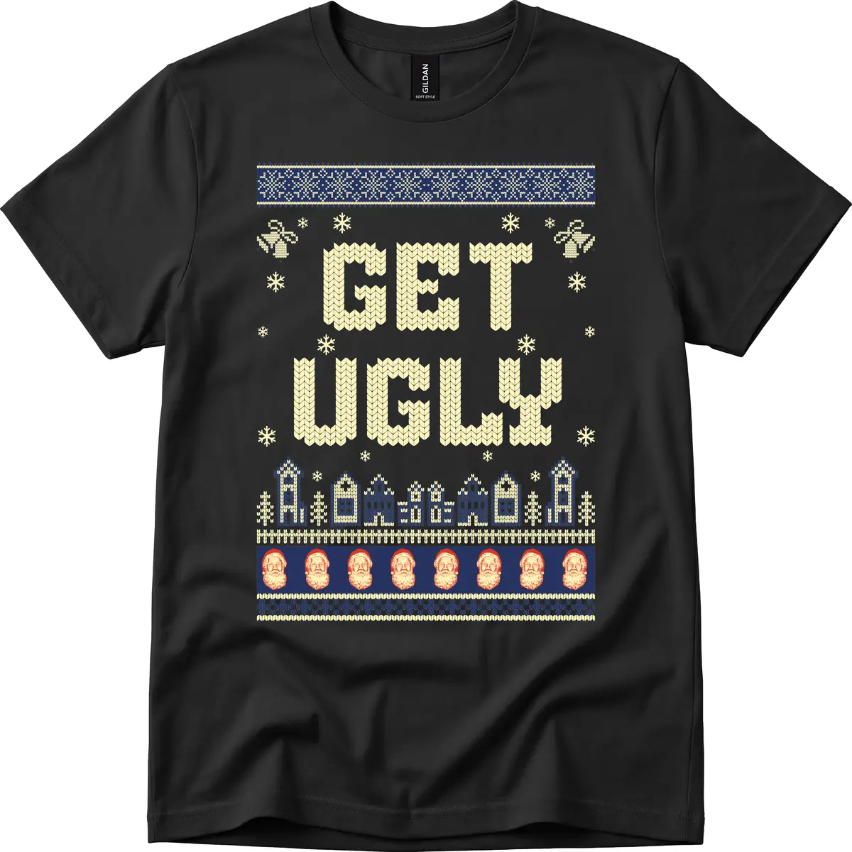 Get Ugly Christmas Sweater Design T-Shirt in Black