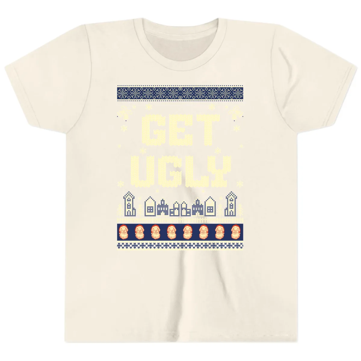 Get Ugly Christmas Sweater Design Youth T-Shirt in Natural
