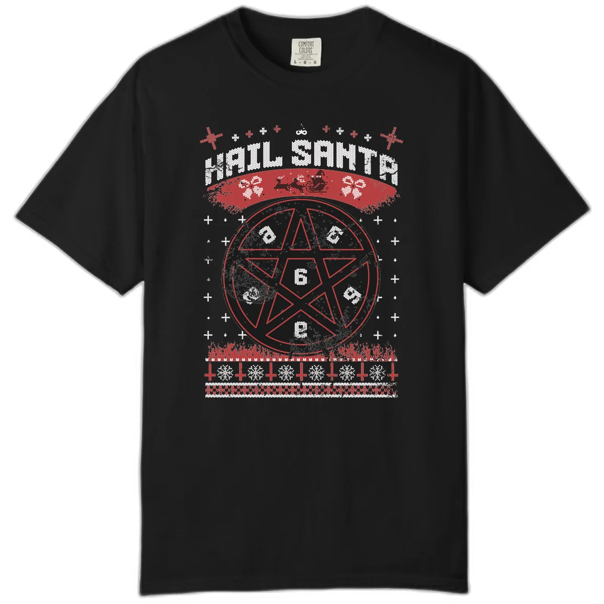 Hail Santa Ugly Christmas Sweater Comfort Color in Black