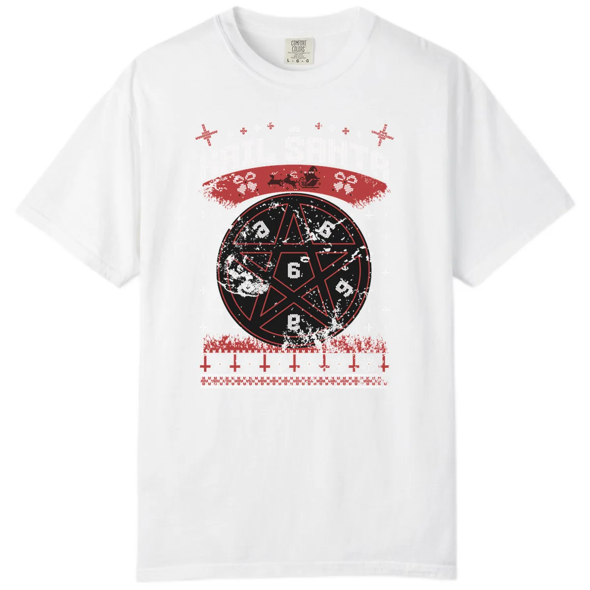 Hail Santa Ugly Christmas Sweater Comfort Color in White