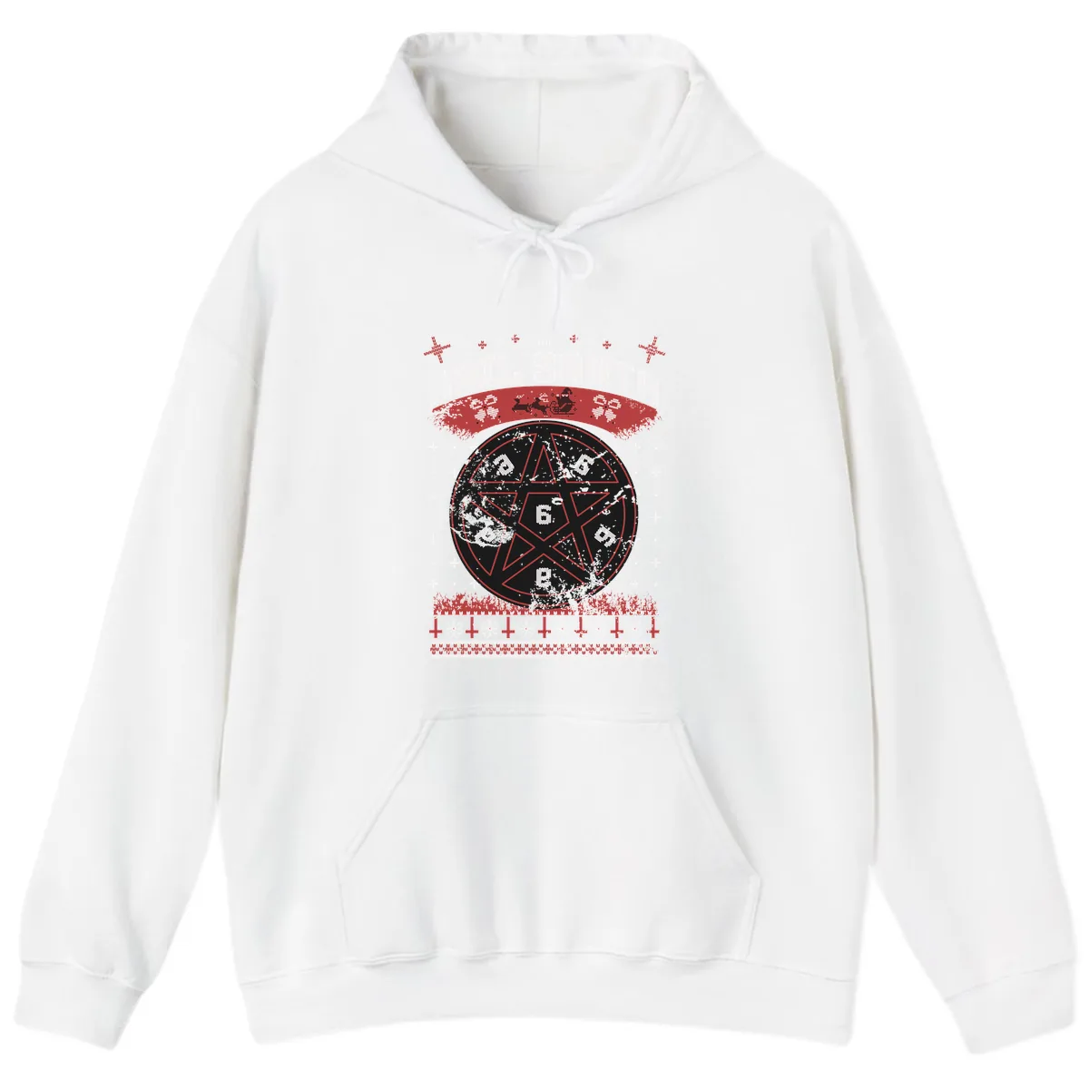 Hail Santa Ugly Christmas Sweater Hoodie in White
