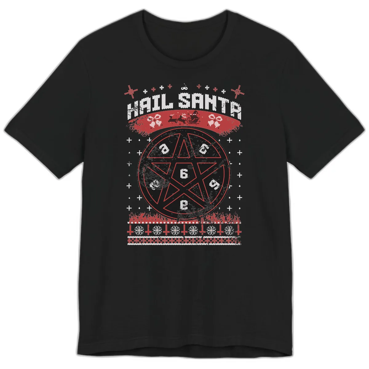 Hail Santa Ugly Christmas Sweater Premium T-Shirt in Black