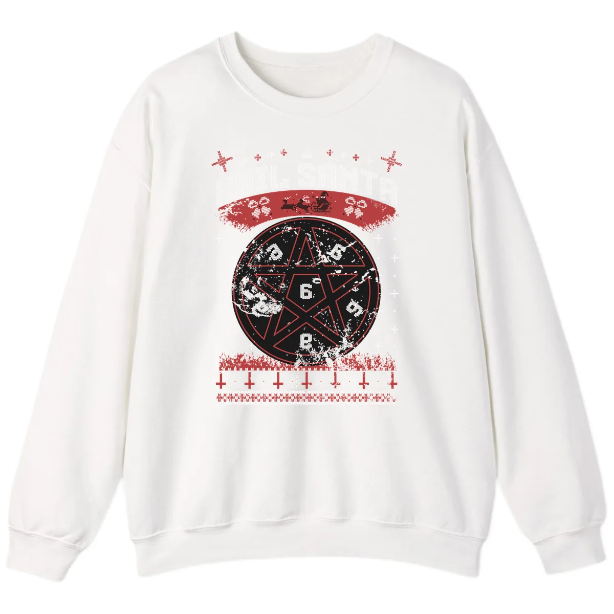 Hail Santa Ugly Christmas Sweater Sweatshirt in White