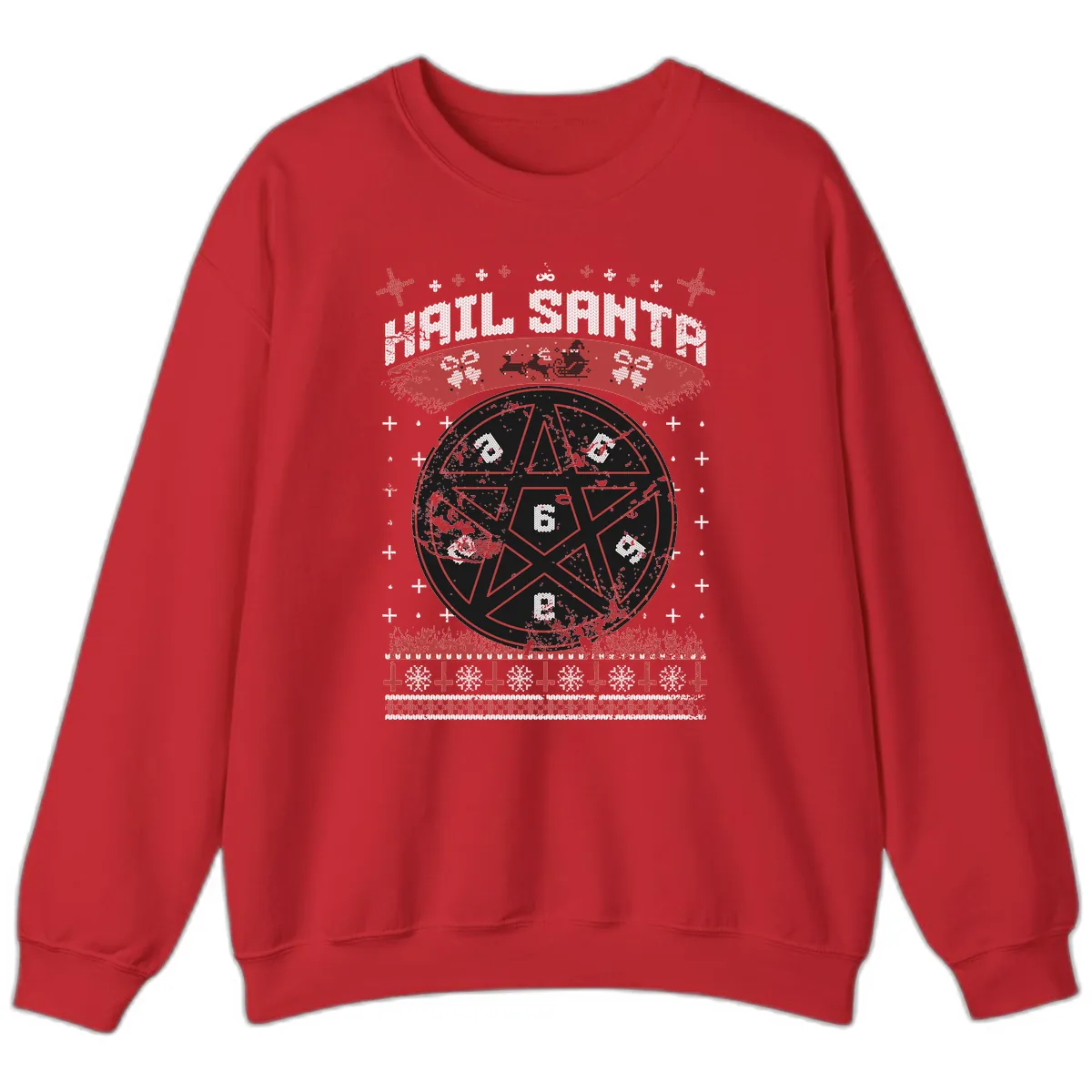 Hail Santa Ugly Christmas Sweater Sweatshirt in Red