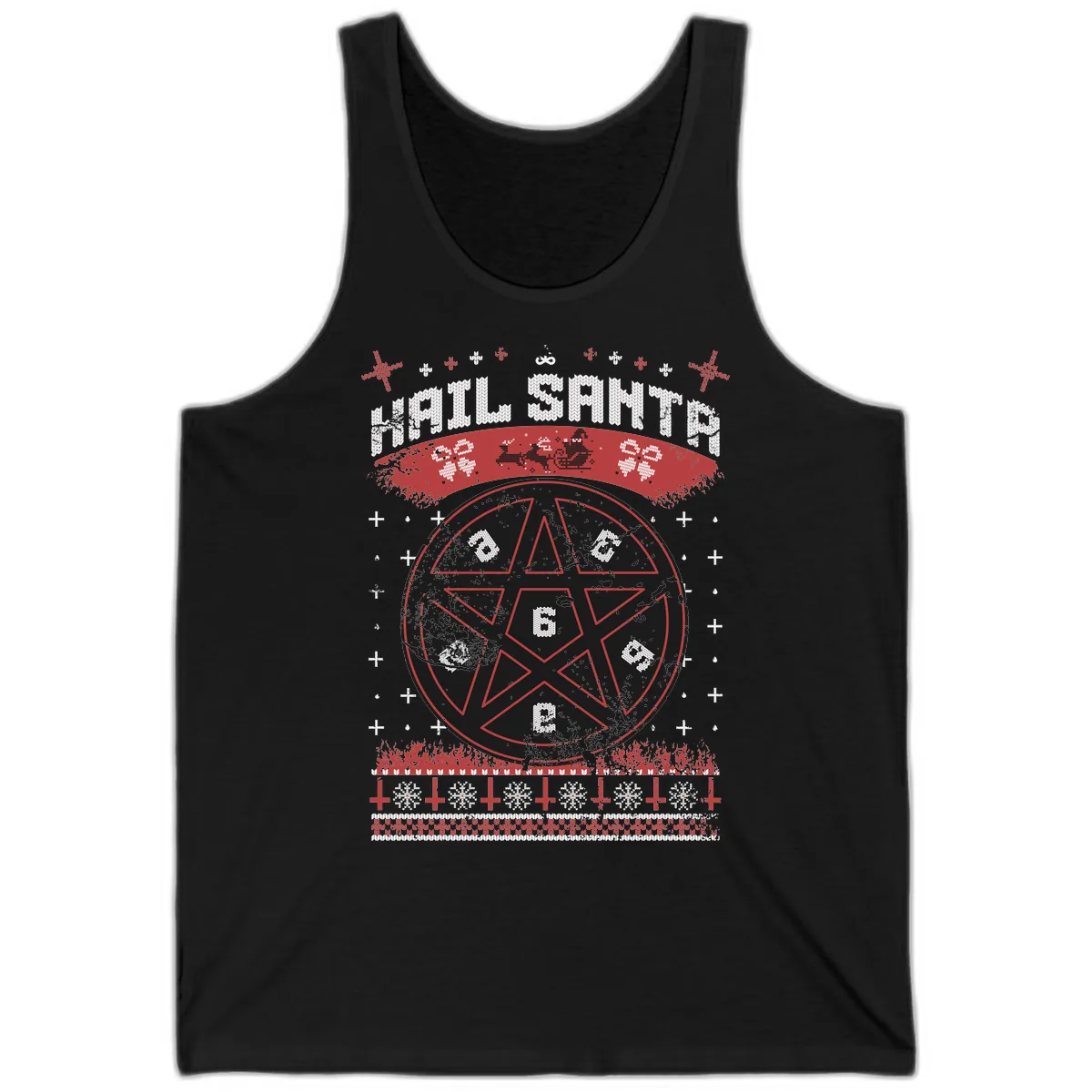 Hail Santa Ugly Christmas Sweater Tank in Black