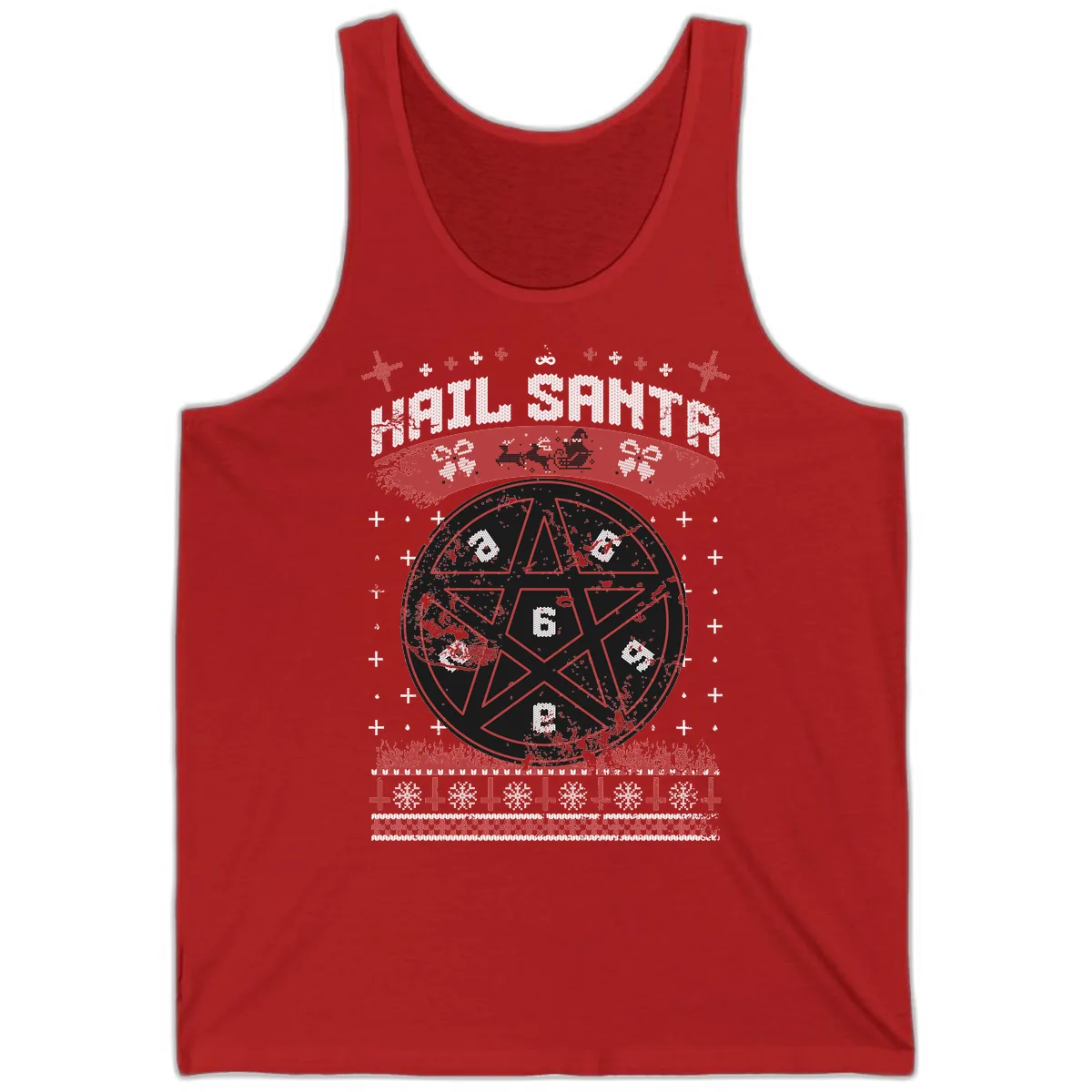 Hail Santa Ugly Christmas Sweater Tank in Red