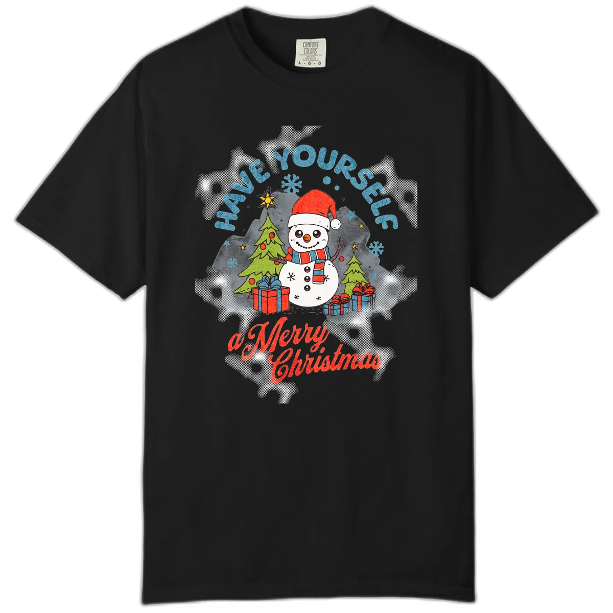Have Yourself A Merry Snowman Christmas Comfort Color in Black