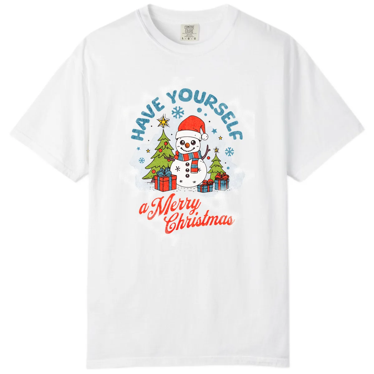 Have Yourself A Merry Snowman Christmas Comfort Color in White