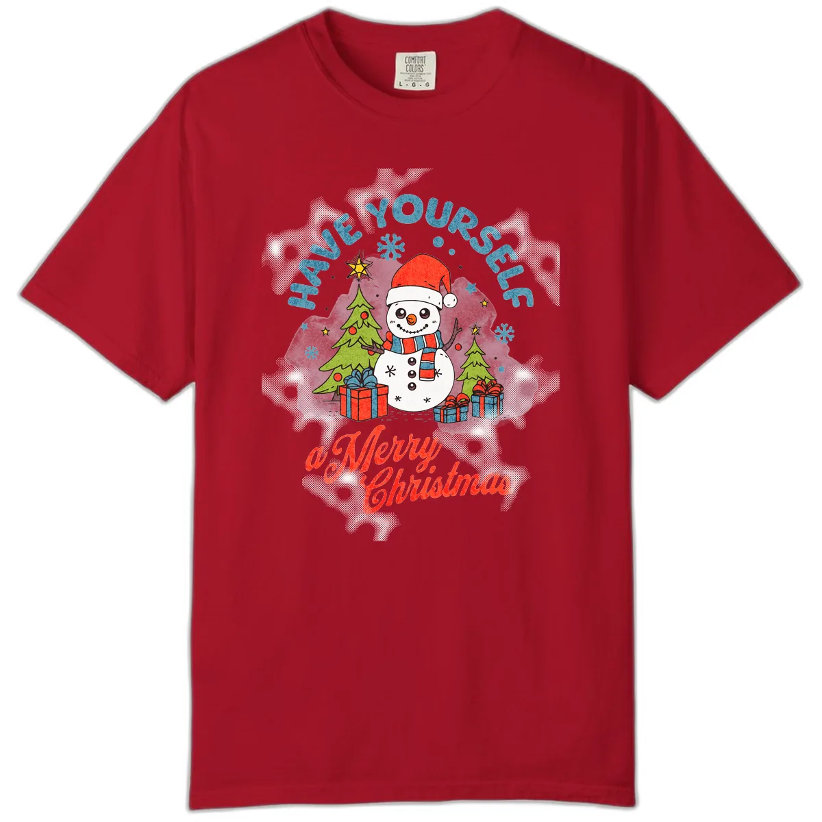 Have Yourself A Merry Snowman Christmas Comfort Color in Red