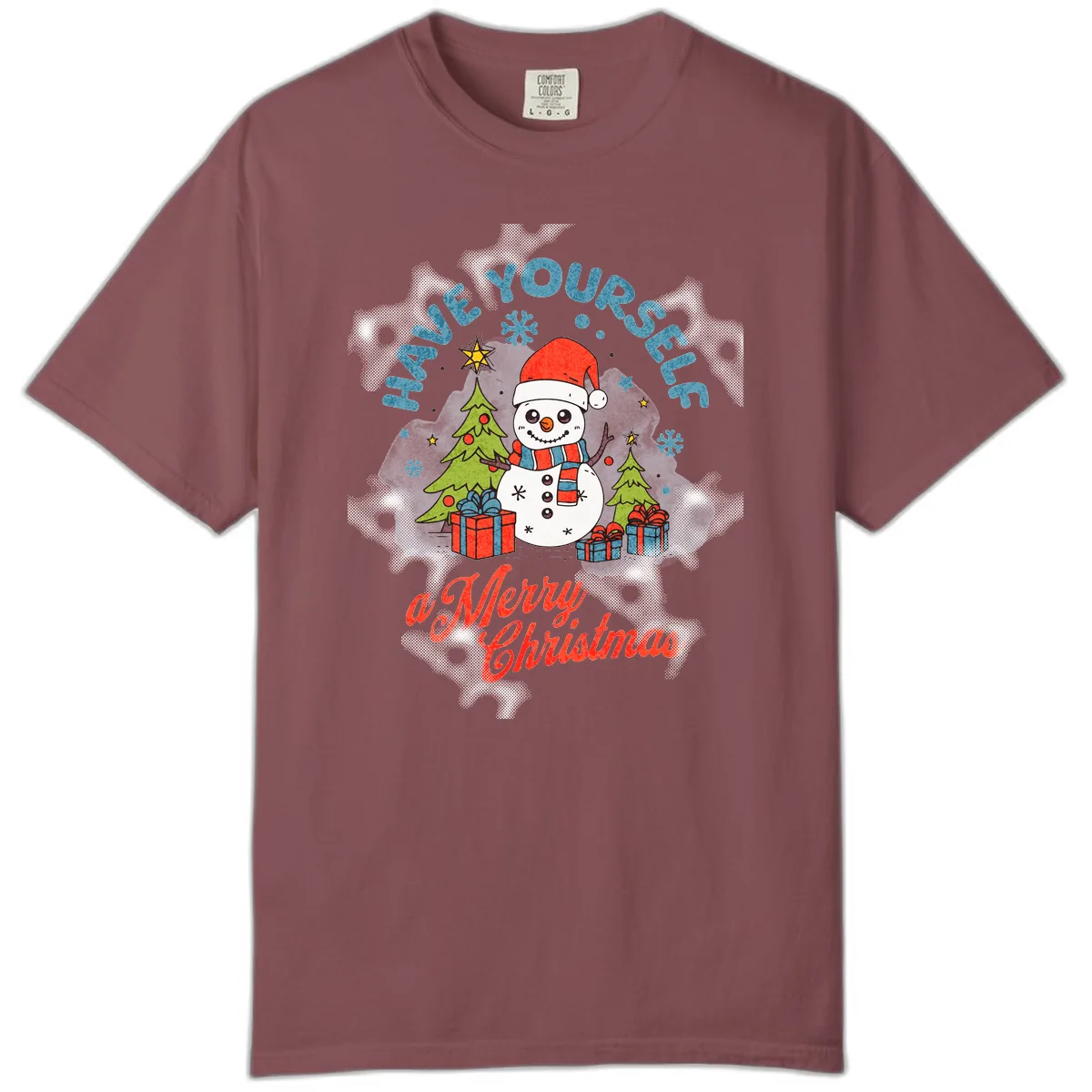 Have Yourself A Merry Snowman Christmas Comfort Color in Brick
