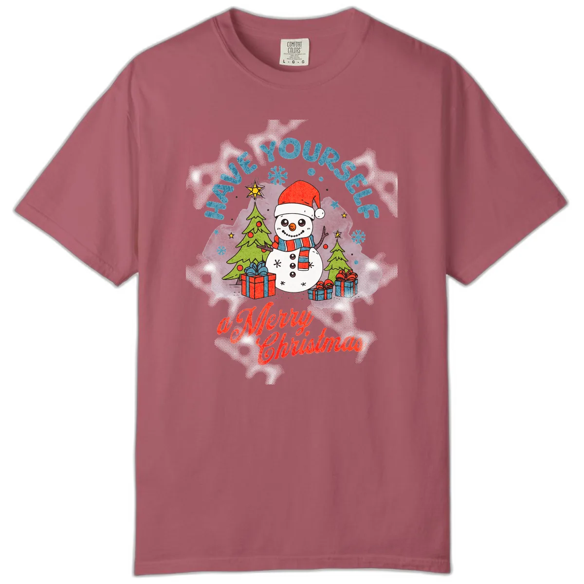 Have Yourself A Merry Snowman Christmas Comfort Color in Crimson
