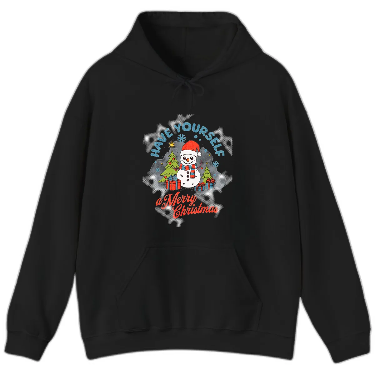 Have Yourself A Merry Snowman Christmas Hoodie in Black