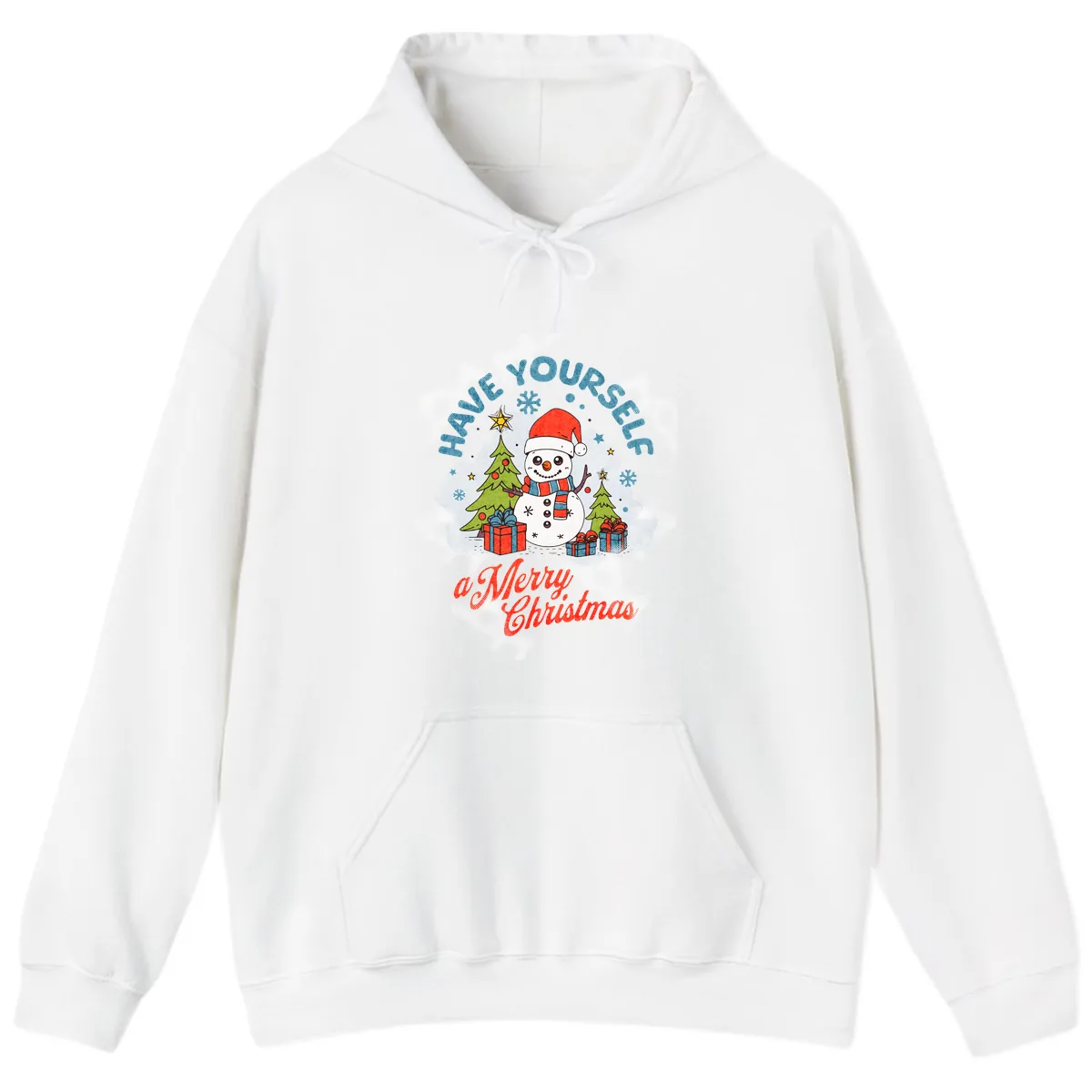 Have Yourself A Merry Snowman Christmas Hoodie in White