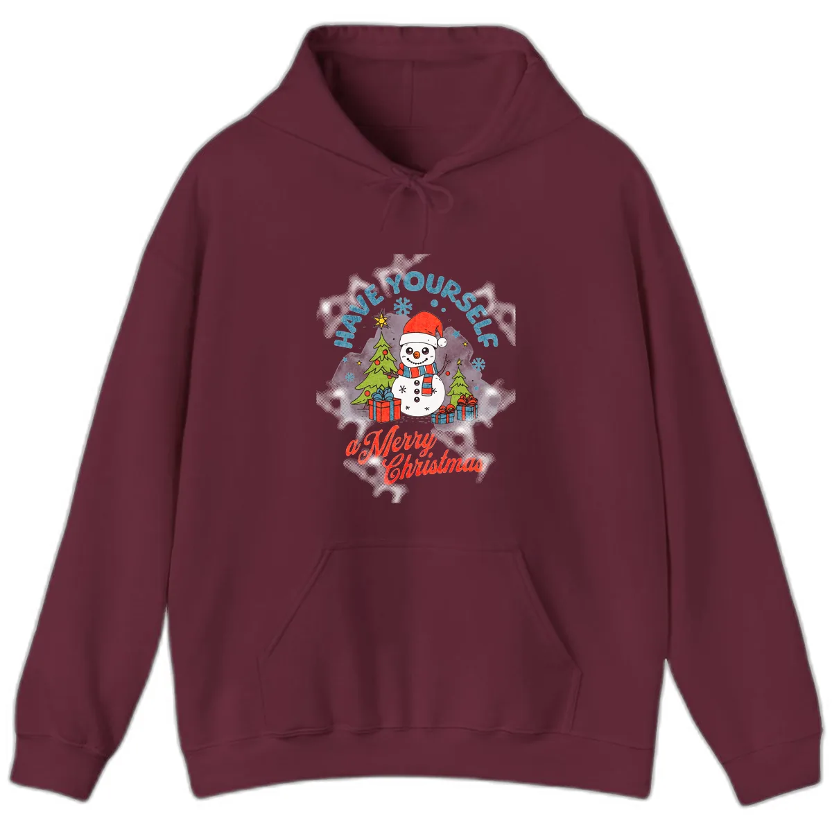 Have Yourself A Merry Snowman Christmas Hoodie in Maroon