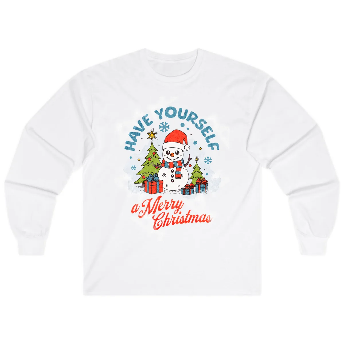 Have Yourself A Merry Snowman Christmas Long Sleeve in White
