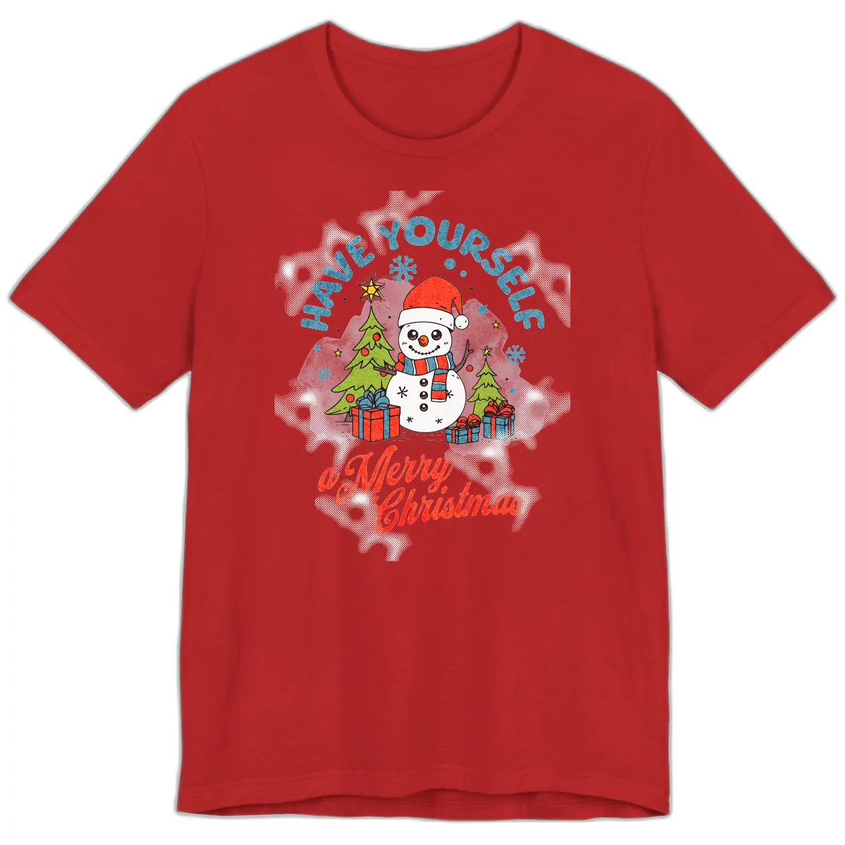 Have Yourself A Merry Snowman Christmas Premium T-Shirt in Red