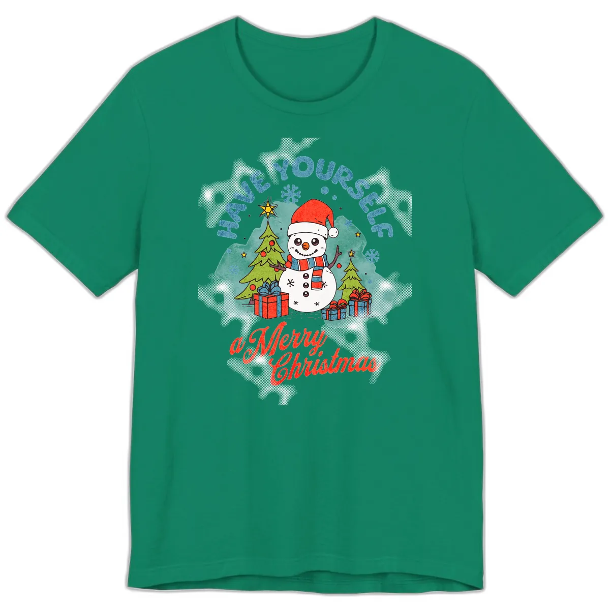 Have Yourself A Merry Snowman Christmas Premium T-Shirt in Kelly