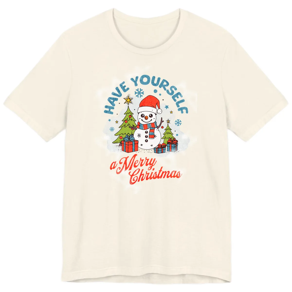 Have Yourself A Merry Snowman Christmas Premium T-Shirt in Natural