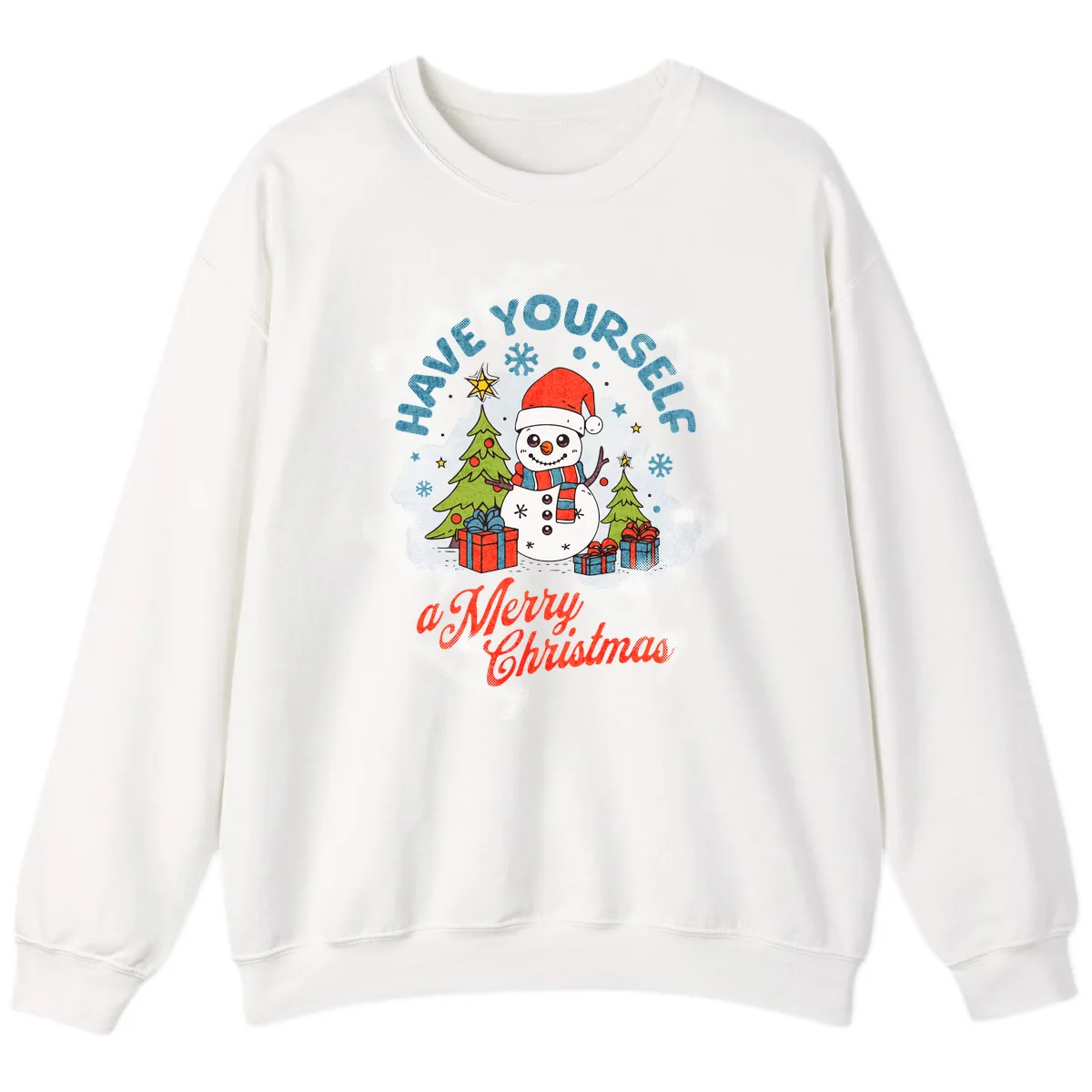 Have Yourself A Merry Snowman Christmas Sweatshirt in White