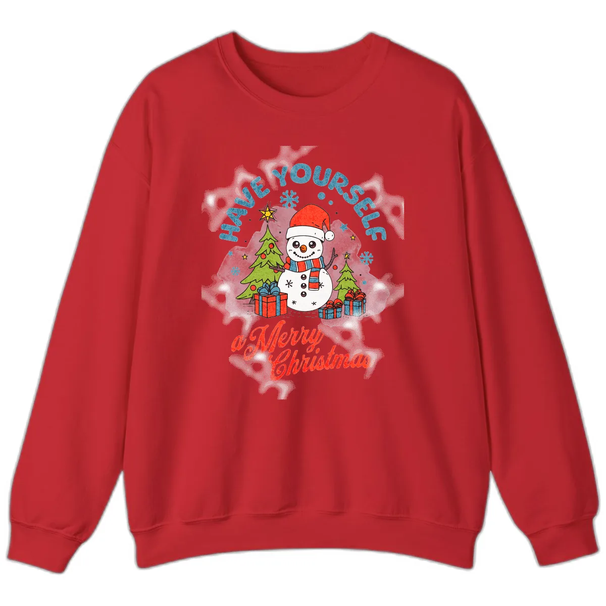 Have Yourself A Merry Snowman Christmas Sweatshirt in Red