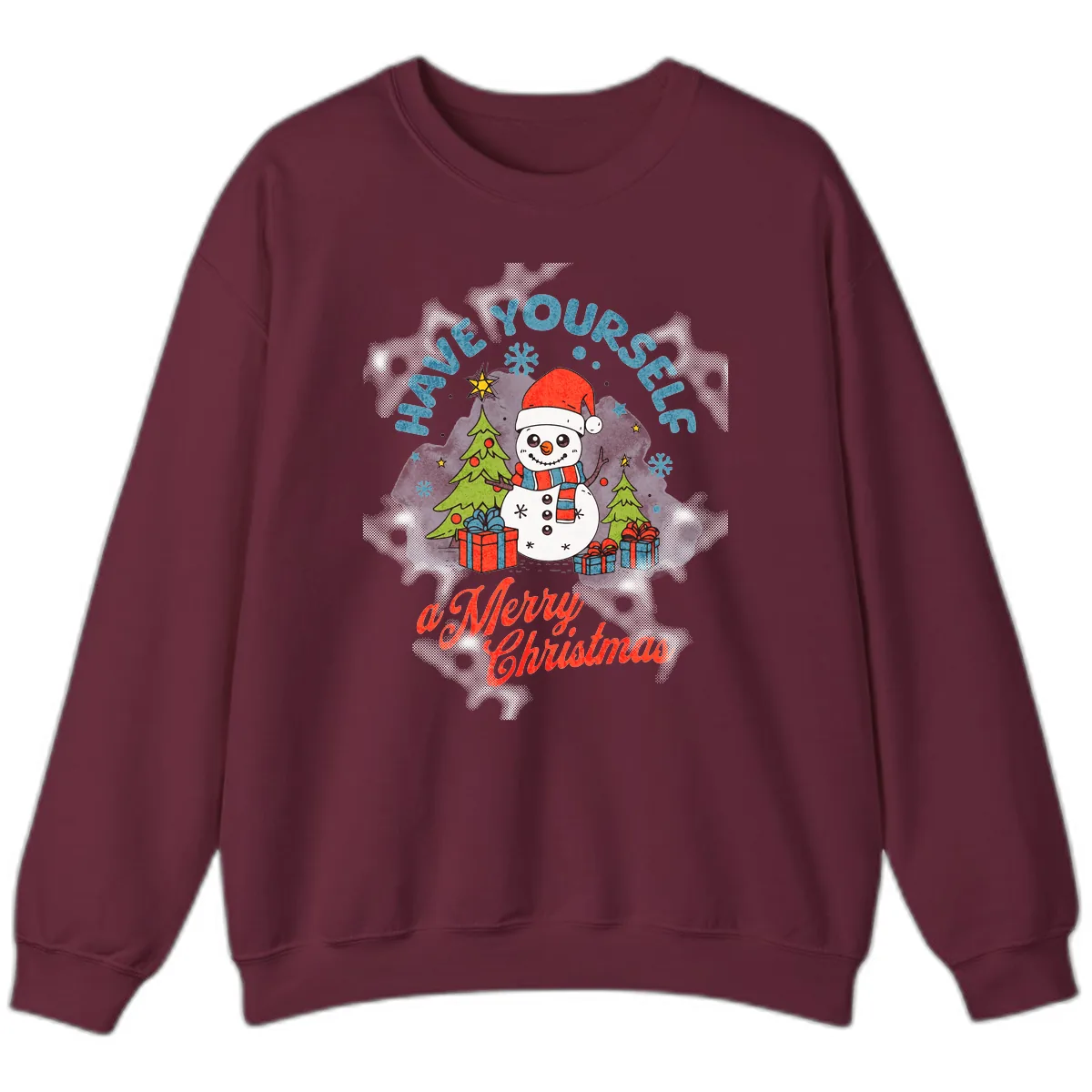 Have Yourself A Merry Snowman Christmas Sweatshirt in Maroon
