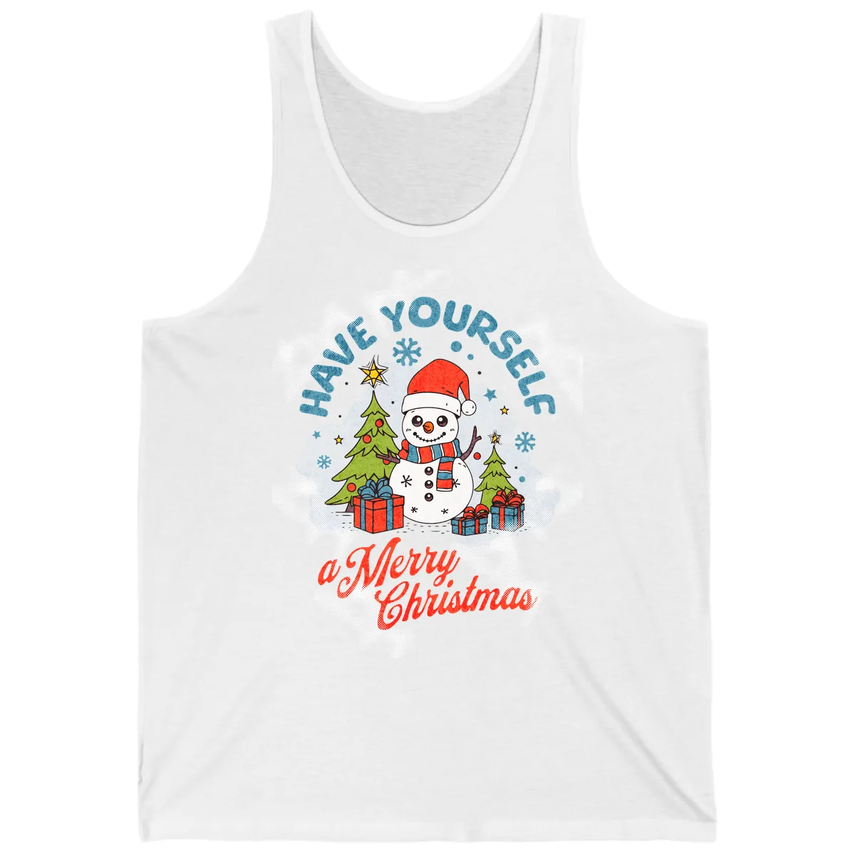Have Yourself A Merry Snowman Christmas Tank in White