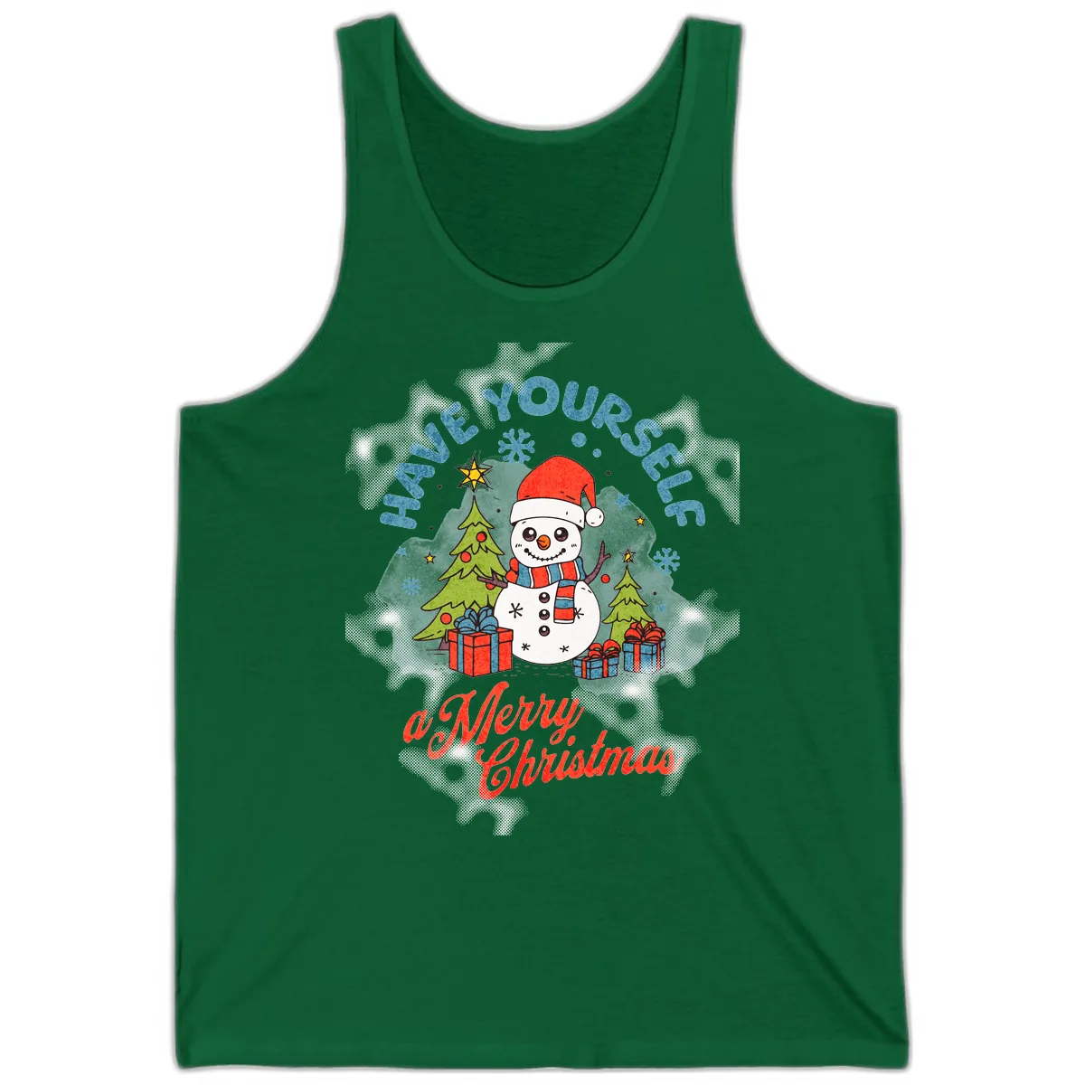 Have Yourself A Merry Snowman Christmas Tank in Kelly